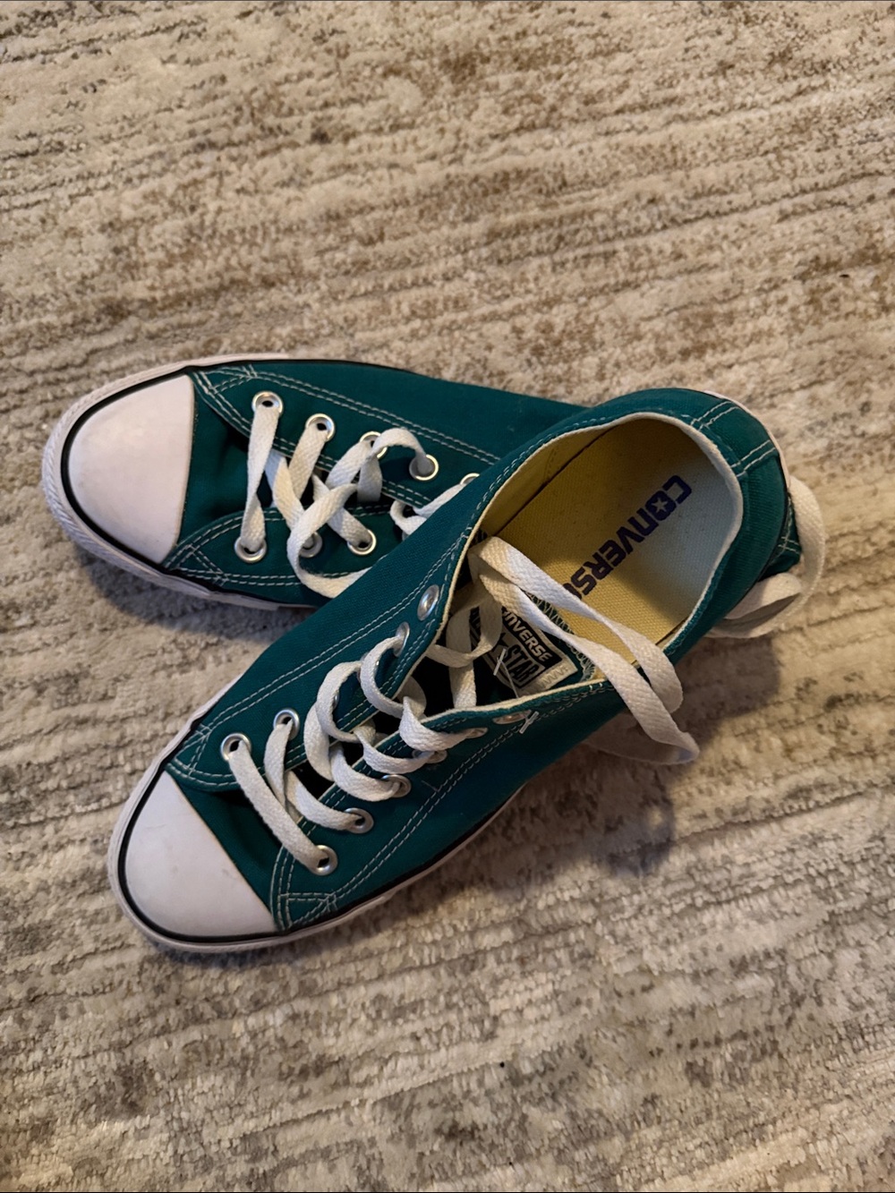 Converse Women’s Teal Low-Top Canvas Sneakers with White Toe